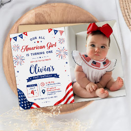 Convites Foto de aniversário de garota totalmente americana