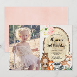 Convites Foto de aniversário de menina floral russa de páss