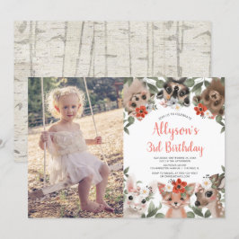 Convites Foto de aniversário de meninas da floresta florest