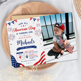 Convites Foto de Aniversário de Menino Totalmente Americano