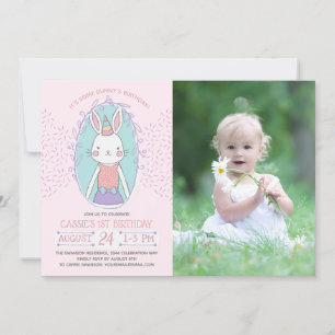 Convites Foto de aniversário de moças Bunny