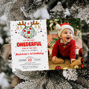 Convites Foto de Aniversário de Natal da Retrô de inverno m