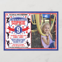Convites Foto de aniversário de Ninja Warrior Girls