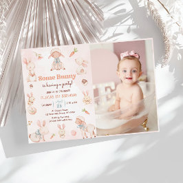 Convites Foto de Aniversário de Primavera de Ovo de Coelhin
