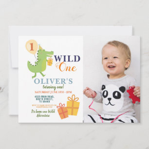 Convites Foto de Aniversário de Primeira Festa do Crocodilo