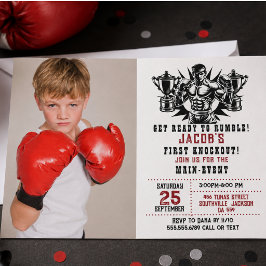 Convites Foto de Aniversário de Primeira Nocaute no Boxe