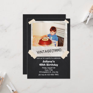 Convites Foto de aniversário de qualquer idade retrô dos an