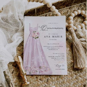 Convites Foto de Aniversário de Quinceañera Floral Purple