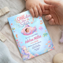 Foto de aniversário de uma menina "ONEder the Sea"