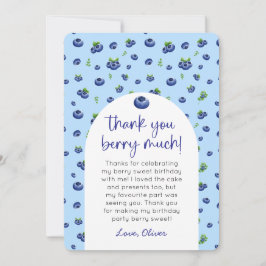 Convites Foto de aniversário do Blueberry Obrigado