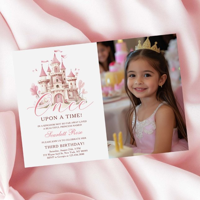 Convites Foto de Aniversário do Castelo da Princesa Era Uma (Criador carregado)