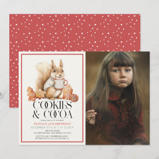 Convites Foto de aniversário do Cookies & Cocoa Squirrel Ki