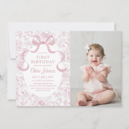 Convites Foto de Aniversário do Floral Chinoiserie Toile, A