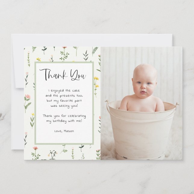 Convites Foto de Aniversário do Jardim de Flores Selvagens  (Frente)