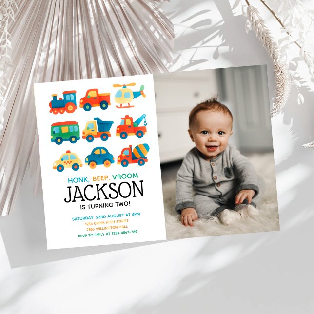 Convites Foto de Aniversário do Modern Transport Boys (Criador carregado)