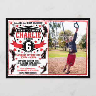 Convites Foto de aniversário do Ninja Warrior Boys