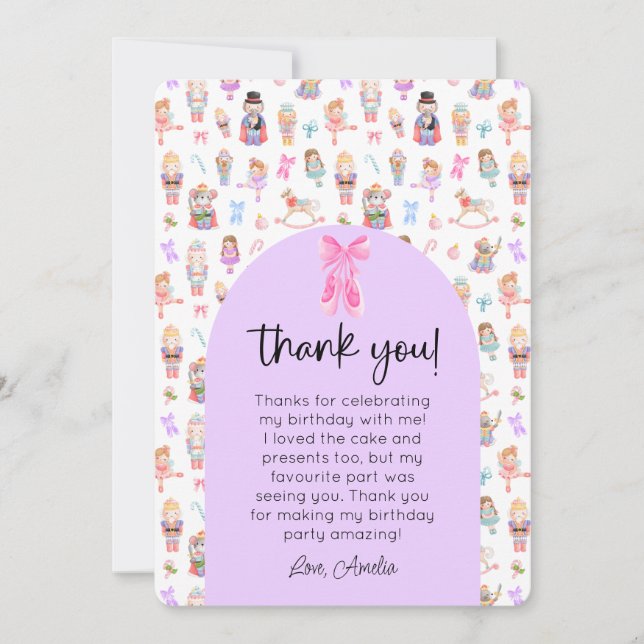 Convites Foto de Aniversário do Nutcracker Obrigado (Frente)