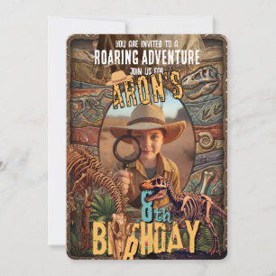 Convites Foto de aniversário do paleontólogo Dino Excavatio