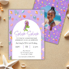 Convites Foto de Aniversário do Partido da Piscina Sereia