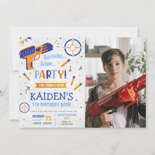 Convites Foto de Aniversário do Partido Dart Gun