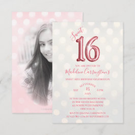 Convites Foto de Aniversário do Sweet 16, cor-de-rosa, Dour