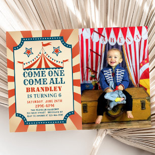 Convites Foto de aniversário do Vintage Circus Party