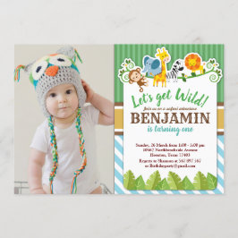 Convites Foto de aniversário do zoológico Safari da selva a