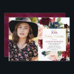 Convites Foto de aniversário floral cor-de-rosa com borrão<br><div class="desc">Para personalização mais avançada deste design,  basta selecionar o botão "Personalizar o computador" acima!</div>