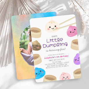 Convites Foto de Aniversário Kawaii de Pequeno Dumpling Col