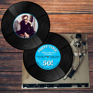 Convites Foto de Aniversário Marco de Música em Vinil Retrô