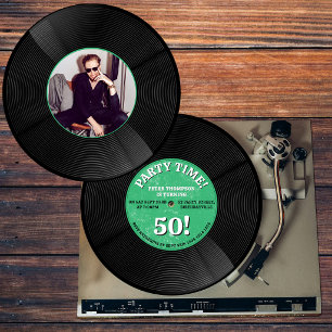 Convites Foto de Aniversário Marco de Música em Vinil Retro