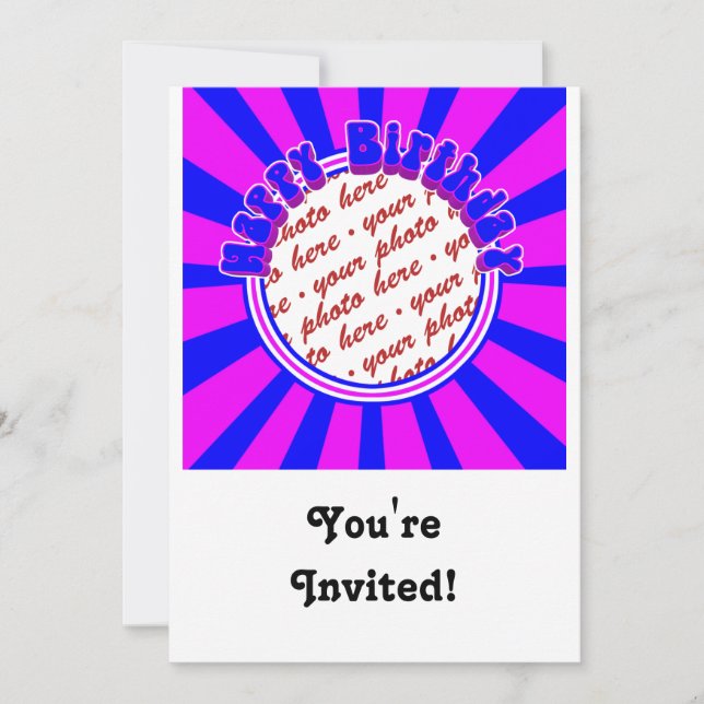 Convites Foto de aniversário retrô do Groovy de 1970 (Frente)