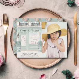 Convites Foto de aniversário verde Patisserie da padaria fr