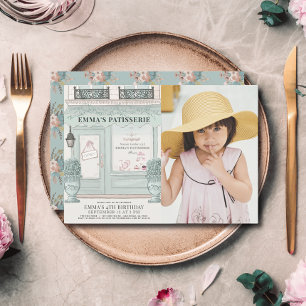 Convites Foto de aniversário verde Patisserie da padaria fr