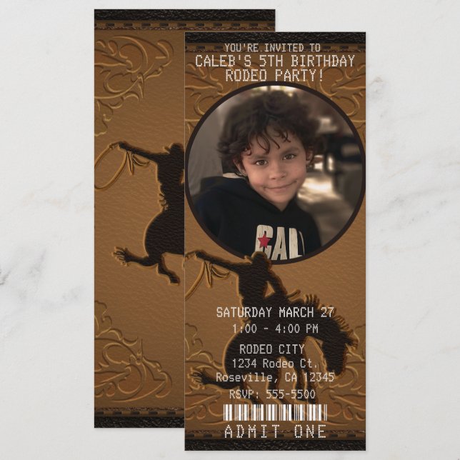 Convites Foto de aniversário Western Wild West Cowboy de co (Frente/Verso)