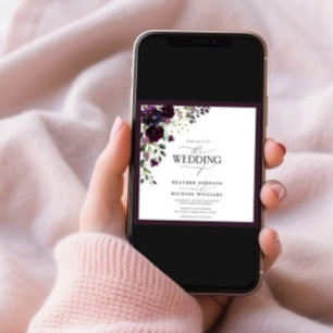 Convites Foto De Aquarela Floral De Mola Puro De Ameixa Ele