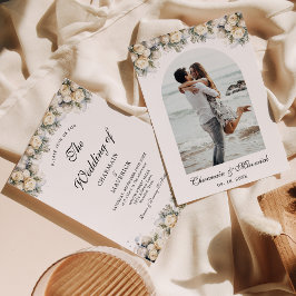 Convites Foto de Arch com Rosas Brancas Casamento Elegante