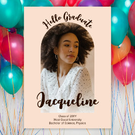 Convites Foto de Arch de Script Peach do Retro Hello Forman