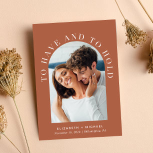 Convites Foto de Arch Moderno Queimou Casamento Laranja