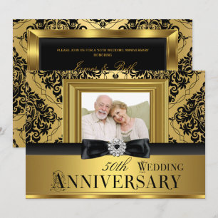 Convites Foto de Arco de Damasco Dourado para 50º Aniversár