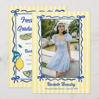 Convites Foto de Arco Préppy de Limão Cítrico Recém-Formado