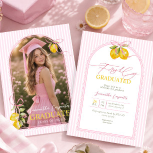 Convites Foto de arco rosa limão recém-formado na formatura