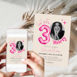 Convites Foto de Ballon Rosa, aniversário de 30 anos modern