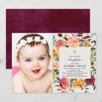 Foto de batismo floral de burgundy elegante