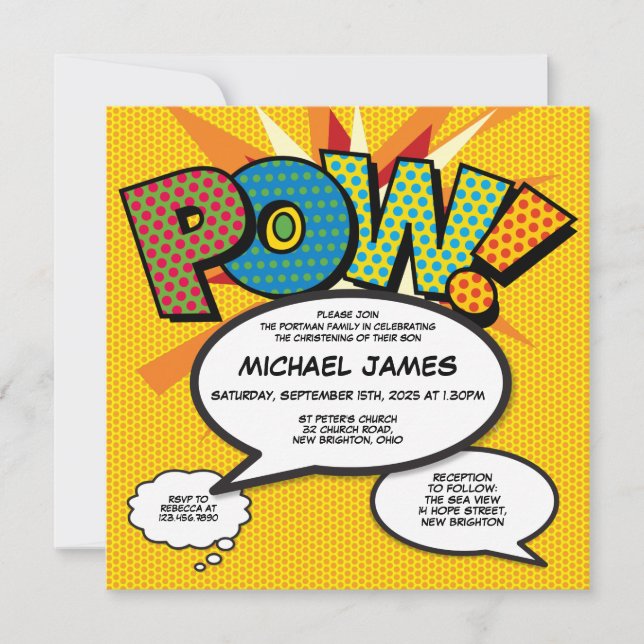 Convites Foto de Batismo Moderno e de Batismo, Diversão de  (Frente)