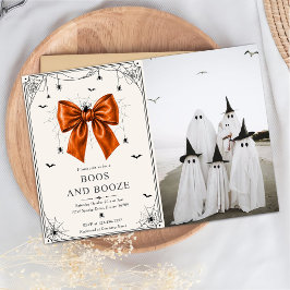 Convites Foto de Boos e Bebida Halloween Arco Laranja