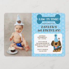 Convites Foto de Cachorro Azul Festa de Pata de Aniversário
