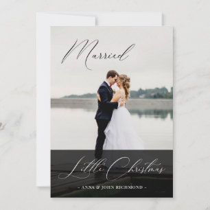 Convites Foto de Caligrafia de Natal Elegante Casada