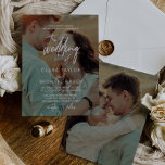 Convites Foto De Caligrafia Whimsical Sobrepõe O Casamento<br><div class="desc">Esta fotografia de caligrafia branca sobrepõe o casamento do convite é perfeito para um casamento moderno. A design apresenta uma tipografia elegante, mas rústica, com duas de suas fotos, uma na frente e outra atrás. Para mais opções de texto de convite para o casamento, consulte a coleção completa de casamento...</div>