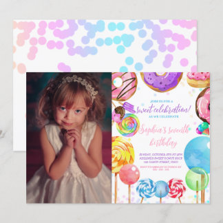 Convites Foto de Candyland Sweet Celebration Girl